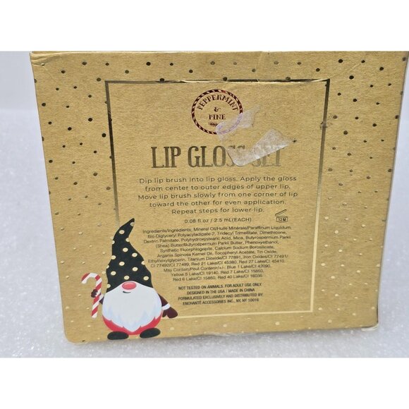 Lip Gloss Set Peppermint & Pine 5-Piece Holiday Gift Box With Santa Gnome Design - Picture 2 of 3